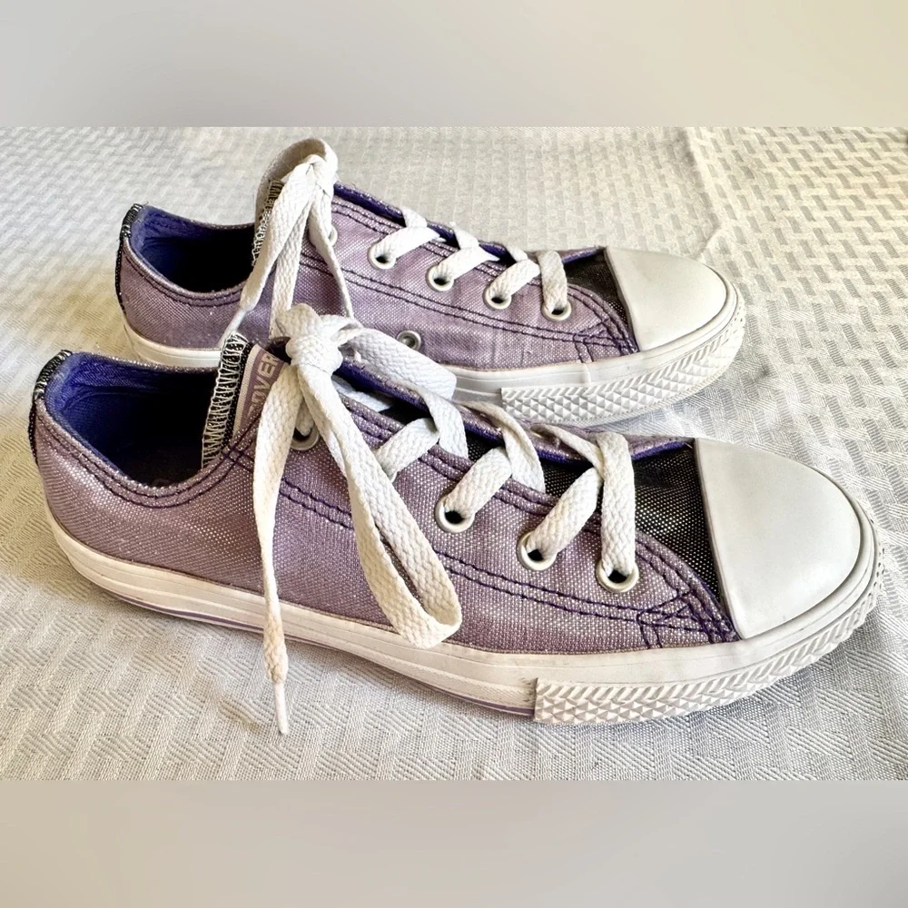 Converse All Star Glitter‎ Sneakers Youth 1 Lavender Purple Sparkle Casual Shoes